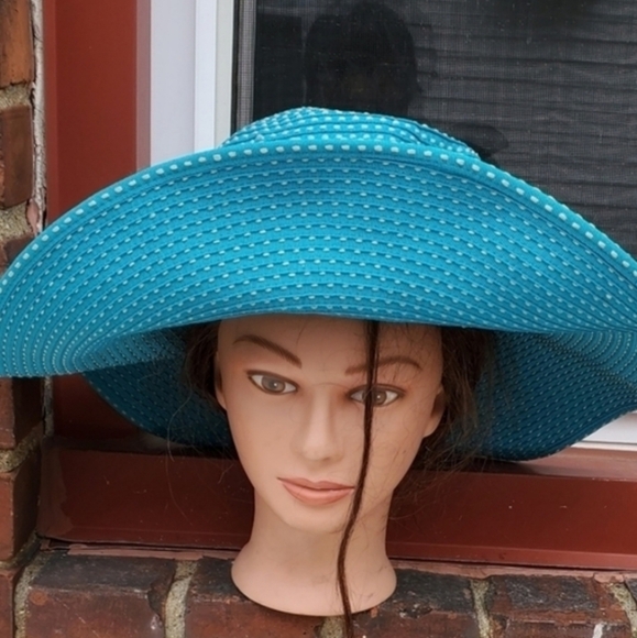 Caribbean‎ Joe Turquoise boho Floppy Hat - Picture 8 of 8
